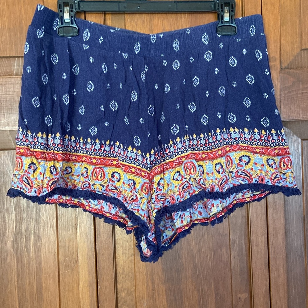Xhilaration Navy, White, Red & Orange Boho Shorts~XL